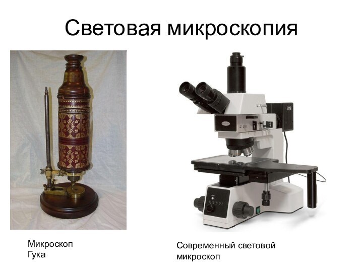 Световая микроскопияМикроскоп ГукаСовременный световой микроскоп