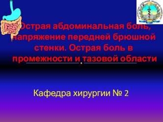 Острая абдоминальная боль, напряжение передней брюшной стенки. Острая боль в промежности и тазовой области