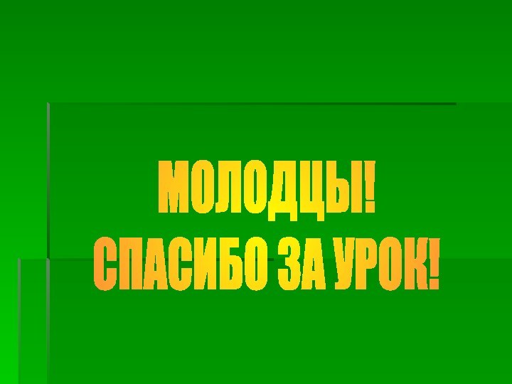 МОЛОДЦЫ!СПАСИБО ЗА УРОК!