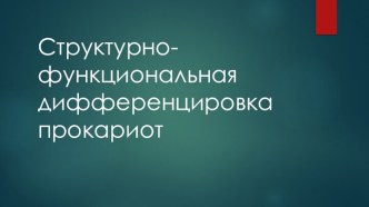 Структурно-функциональная дифференцировка прокариот