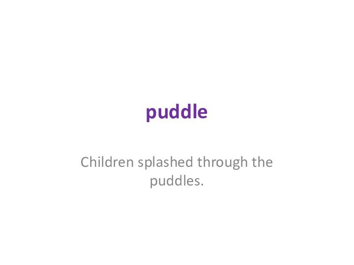 puddleChildren splashed through the puddles.