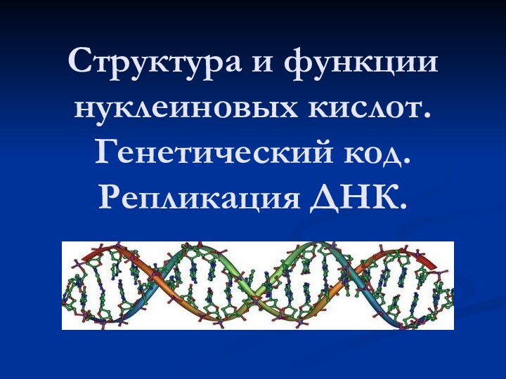 Структура и функции нуклеиновых кислот. Генетический код. Репликация ДНК.