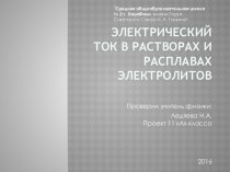 Электрический Ток в Растворах и Расплавах Электролитов