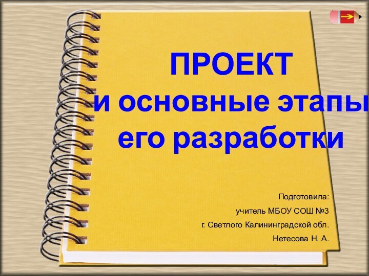 ПРОЕКТи основные этапы его разработкиПодготовила: учитель МБОУ СОШ №3г. Светлого Калининградской обл.Нетесова Н. А.