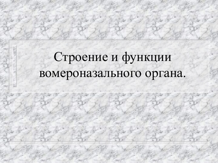 Строение и функции вомероназального органа.