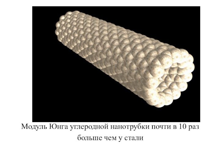Модуль Юнга углеродной нанотрубки почти в 10 раз больше чем у стали