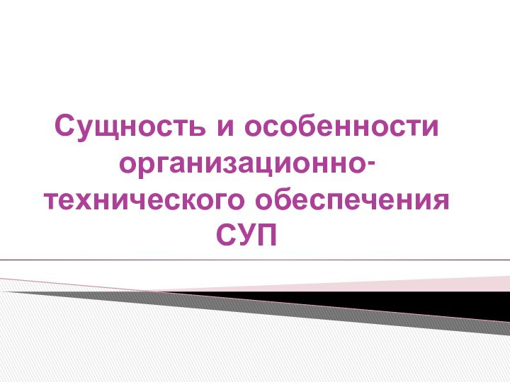 Сущность и особенности организационно-технического обеспечения СУП