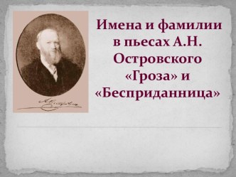 Имена и фамилии в пьесах Гроза и Бесприданница А.Н. Островский