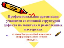 Профессиональная ориентация учащихся со сложной структурой дефекта на занятиях в ремесленных мастерских