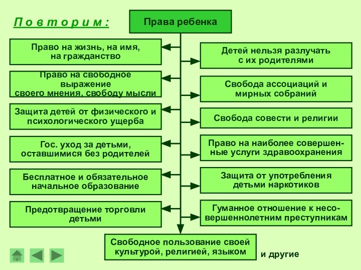 П о в т о р и м :Права ребенкаПраво на жизнь,