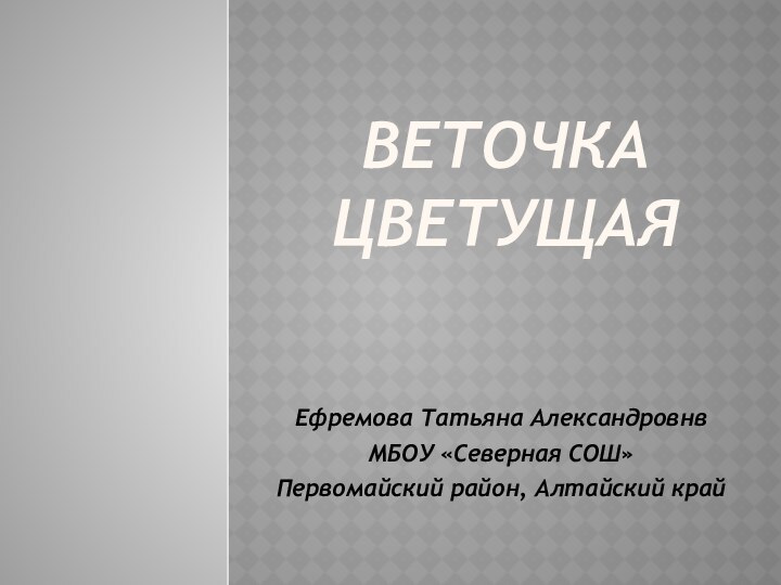 Веточка цветущаяЕфремова Татьяна АлександровнвМБОУ «Северная СОШ»Первомайский район, Алтайский край