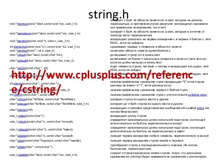 string.hhttp://www.cplusplus.com/reference/cstring/