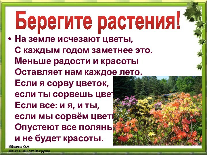 На земле исчезают цветы, С каждым годом заметнее это. Меньше радости и