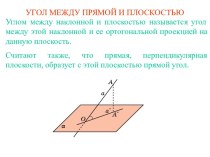 Угол между прямой и плоскостью