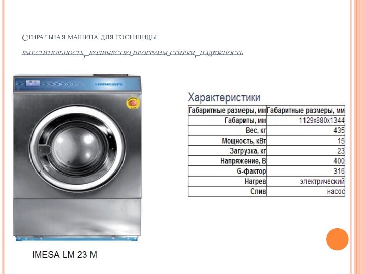 Стиральная машина для гостиницы вместительность, количество программ стирки, надежность
