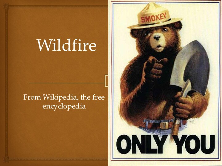 Wildfire From Wikipedia, the free encyclopedia