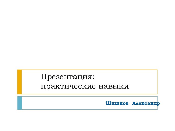 Презентация:          практические навыкиШишков Александр