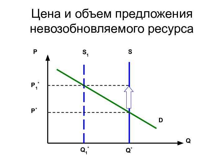 Цена и объем предложения невозобновляемого ресурсаDS1QQ*Q1*PP1*P*S