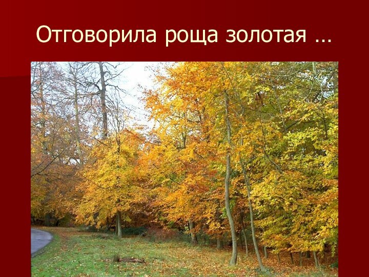 Отговорила роща золотая …