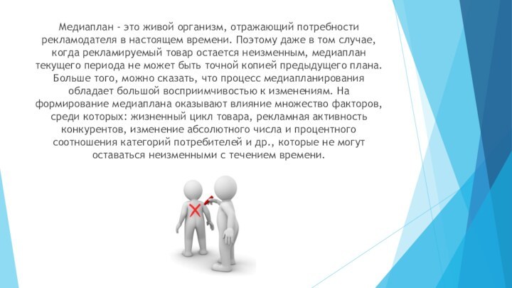 Медиаплан - это живой организм, отражающий потребности рекламодателя в настоящем времени. Поэтому