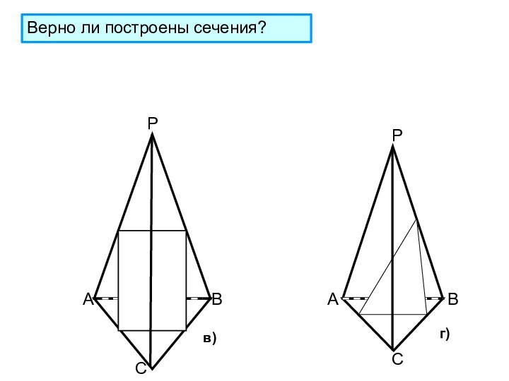 ABCPPABCВерно ли построены сечения?в)г)