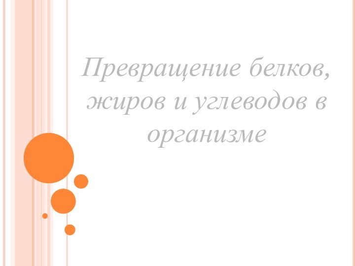 Превращение белков, жиров и углеводов в организме