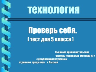 Технология - проверочное занятие