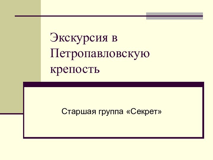 Экскурсия в Петропавловскую крепостьСтаршая группа «Секрет»