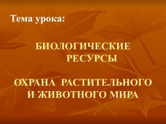 Охрана растительного и животного мира