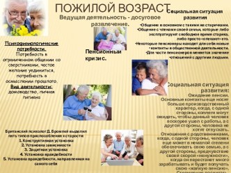 Пожилой возраст.