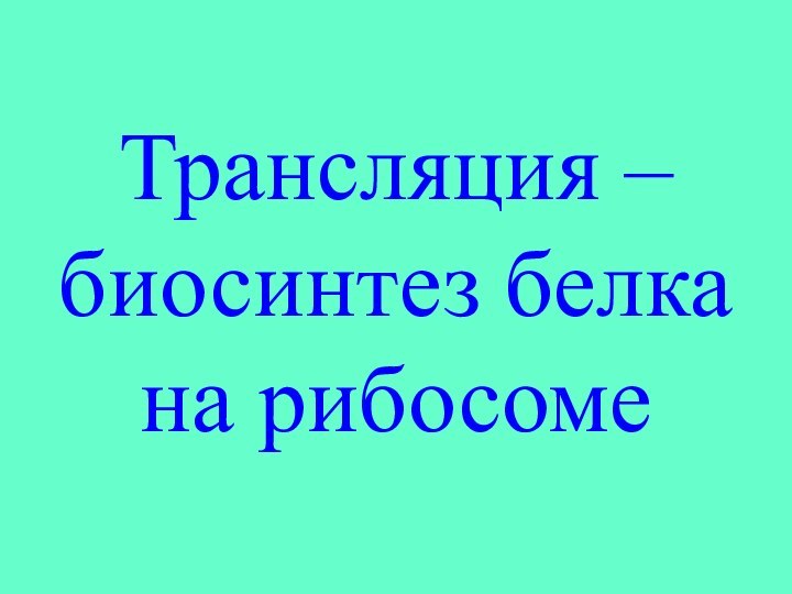 Трансляция – биосинтез белка на рибосоме