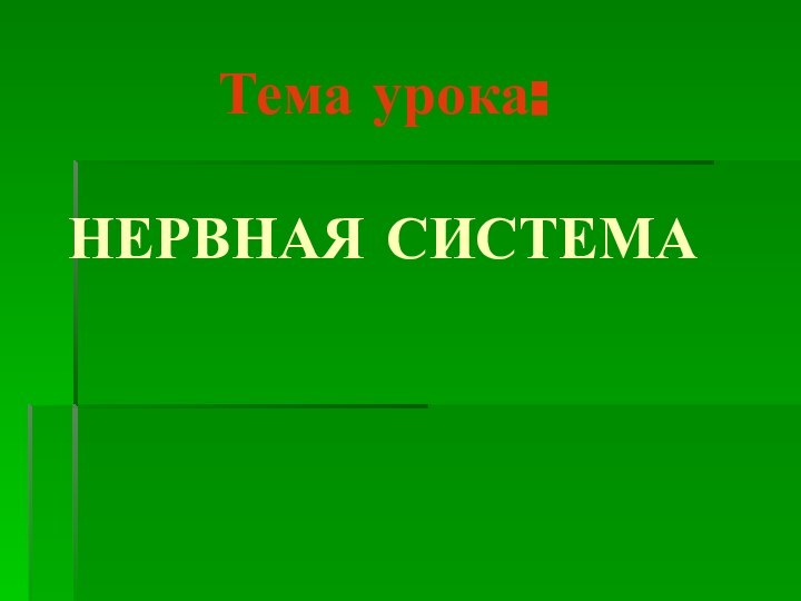 Тема урока:  НЕРВНАЯ СИСТЕМА