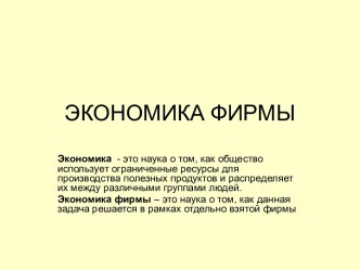 Экономика фирмы