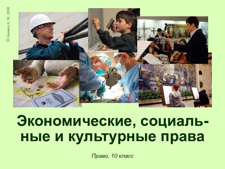 Право, 10 класс© Аминов А. М., 2008Экономические, социаль-ные и культурные права