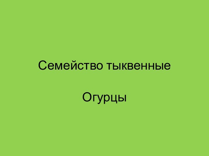 Семейство тыквенныеОгурцы