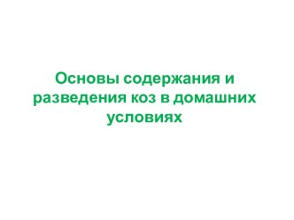 Основы содержания и разведения коз в домашних условиях 