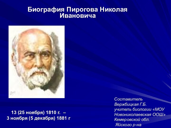 13 (25 ноября) 1810 г. – 3 ноября (5 декабря) 1881 гБиография