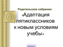 Адаптация пятиклассников