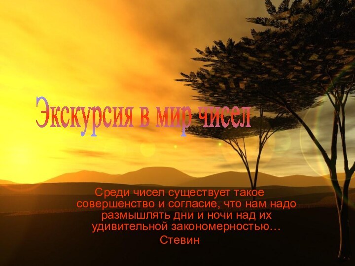 Экскурсия в мир чиселСреди чисел существует такое совершенство и согласие, что нам