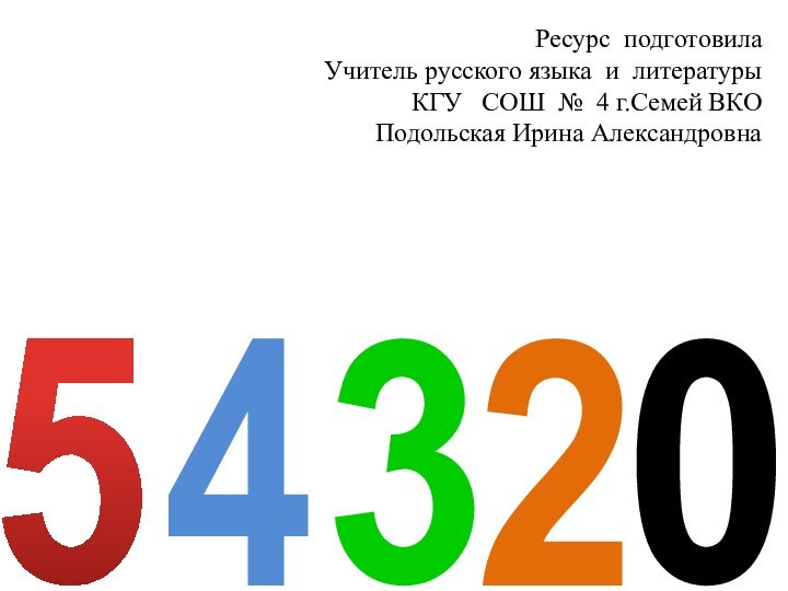 цифры35420Ресурс подготовилаУчитель русского языка и литературыКГУ  СОШ № 4 г.Семей ВКОПодольская Ирина Александровна