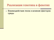 Реализация генотипа в фенотип