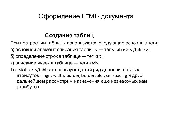 Оформление HTML- документа