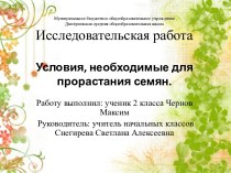 Условия для прорастания семян и роста растений