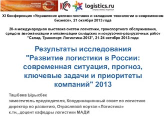 Xi Конференция Управление цепями поставок и складские технологии в современном бизнесе, 21 октября 2013 года20-я международная выставка систем логистики, транспортного обслуживания, средств автоматизации и механизации складских и погрузочно-разгрузочных р