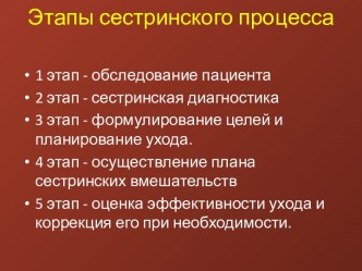 Этапы сестринского процесса