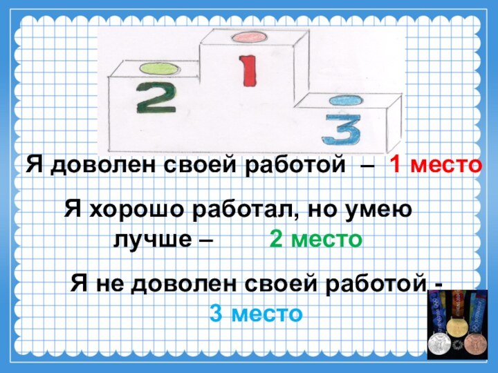 Я доволен своей работой – 1 местоЯ хорошо работал, но умею