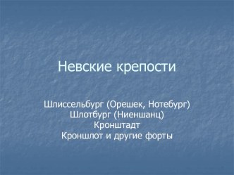 Невские крепости