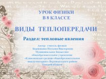 Виды теплопередачи. Тепловые явления