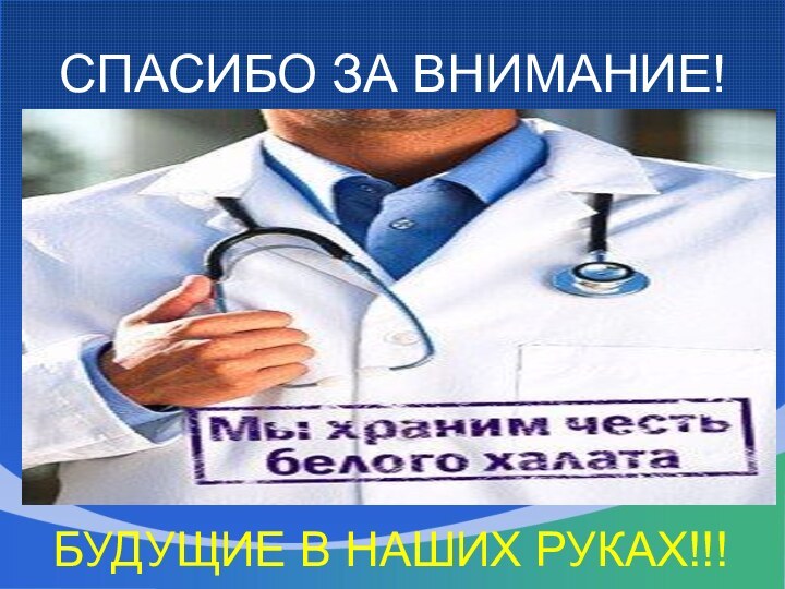 СПАСИБО ЗА ВНИМАНИЕ! БУДУЩИЕ В НАШИХ РУКАХ!!!