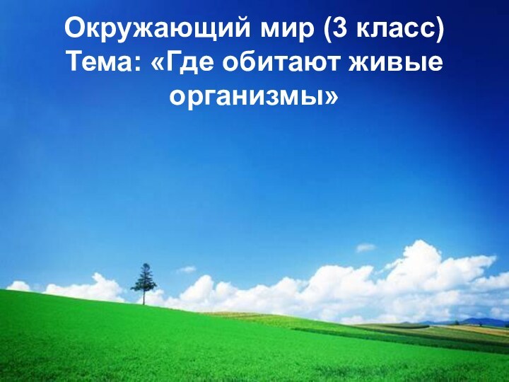 Окружающий мир (3 класс)  Тема: «Где обитают живые организмы»